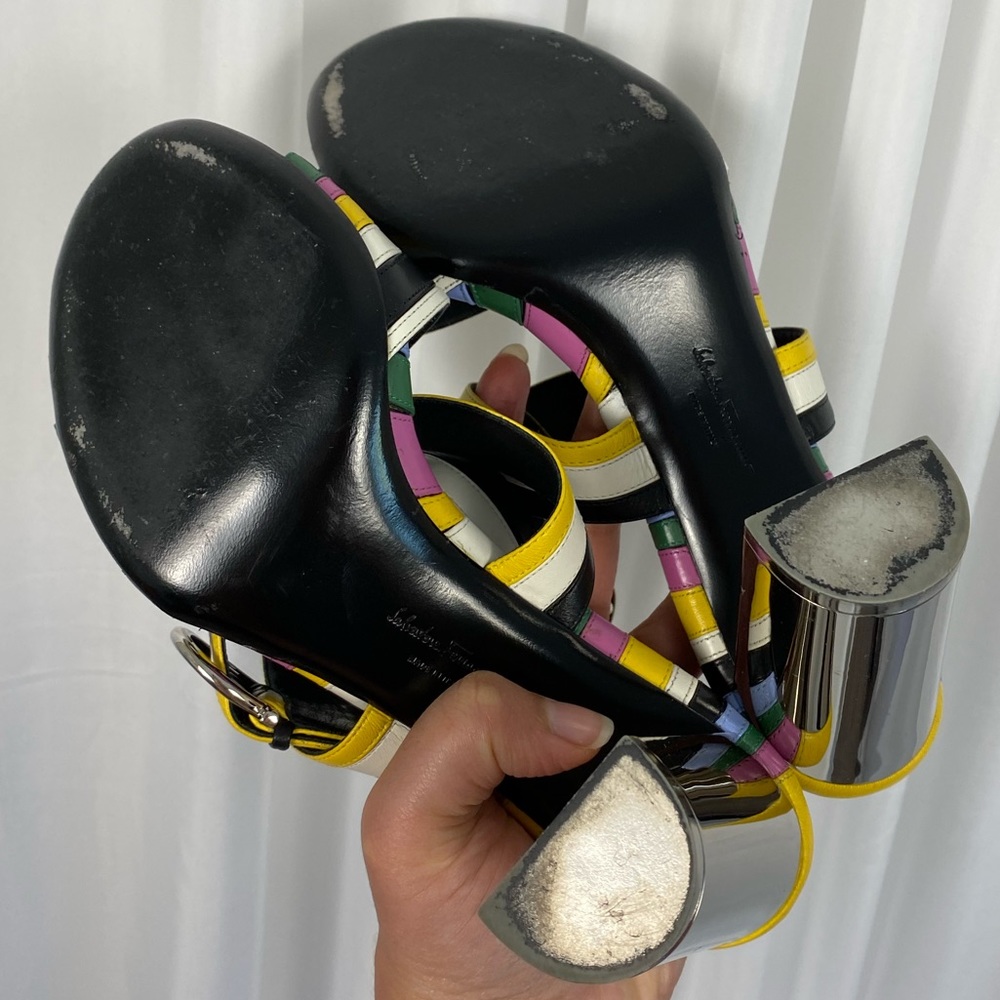 Salvatore Ferragamo Rainbow Strappy Heeled Sandals Women's Size 8 - Picture 5 of 7